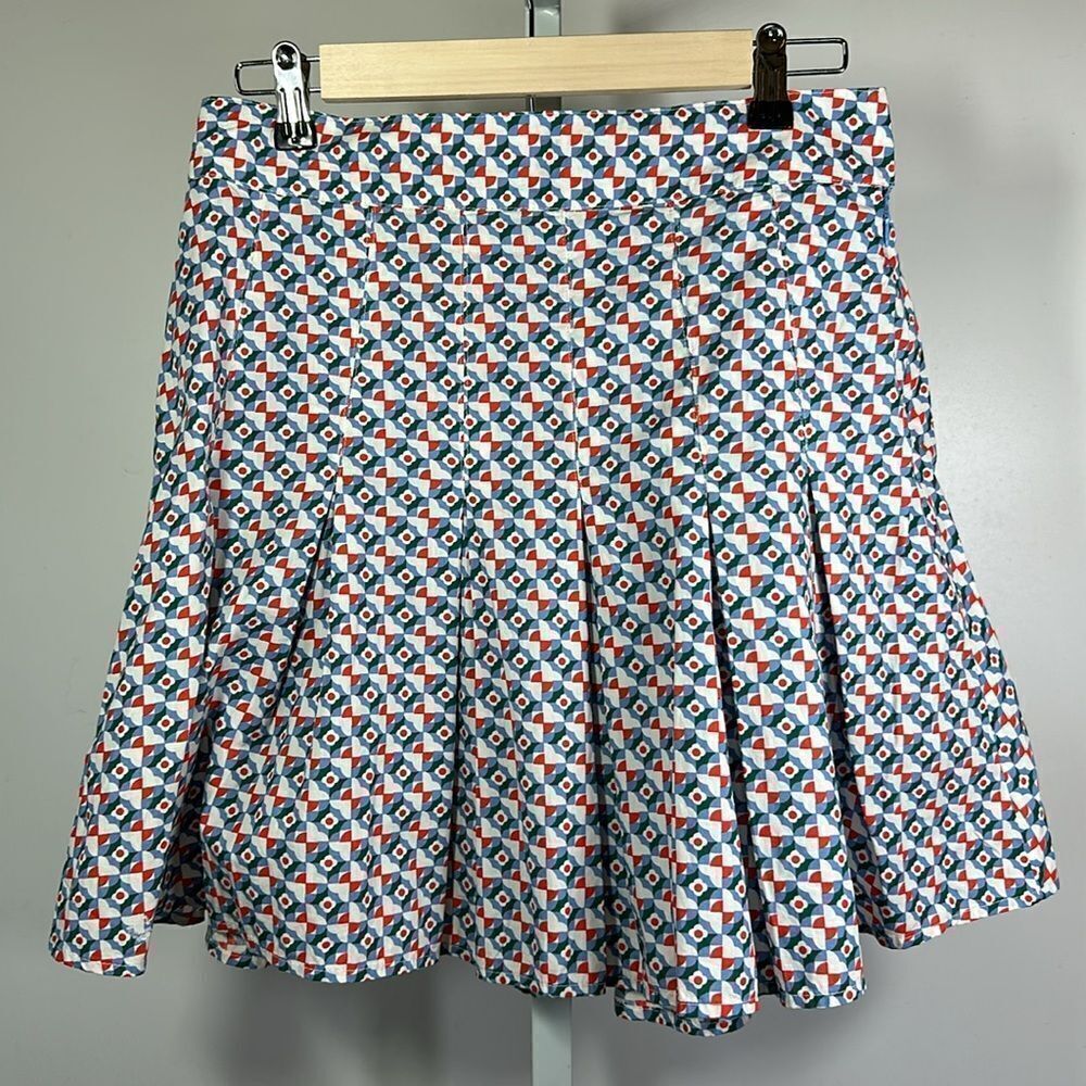 MAEVE ANTHROPOLOGIE Women's Cotton Motif Pleated Mini Skirt Blue Size 6 - Picture 3 of 12